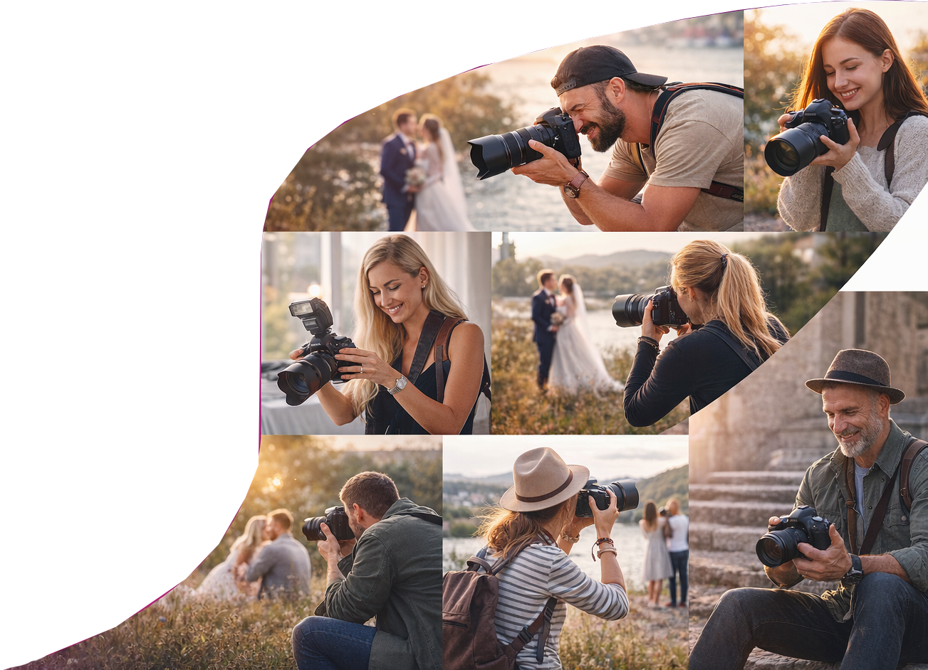 Photographer working with camera and computer